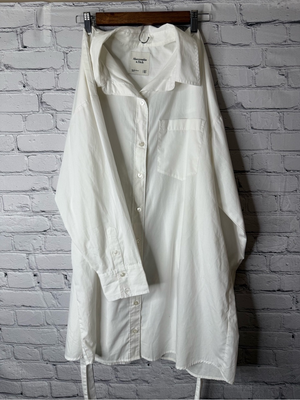 Abercrombie & Fitch White Oversized Button-Down Shirt dress xlp